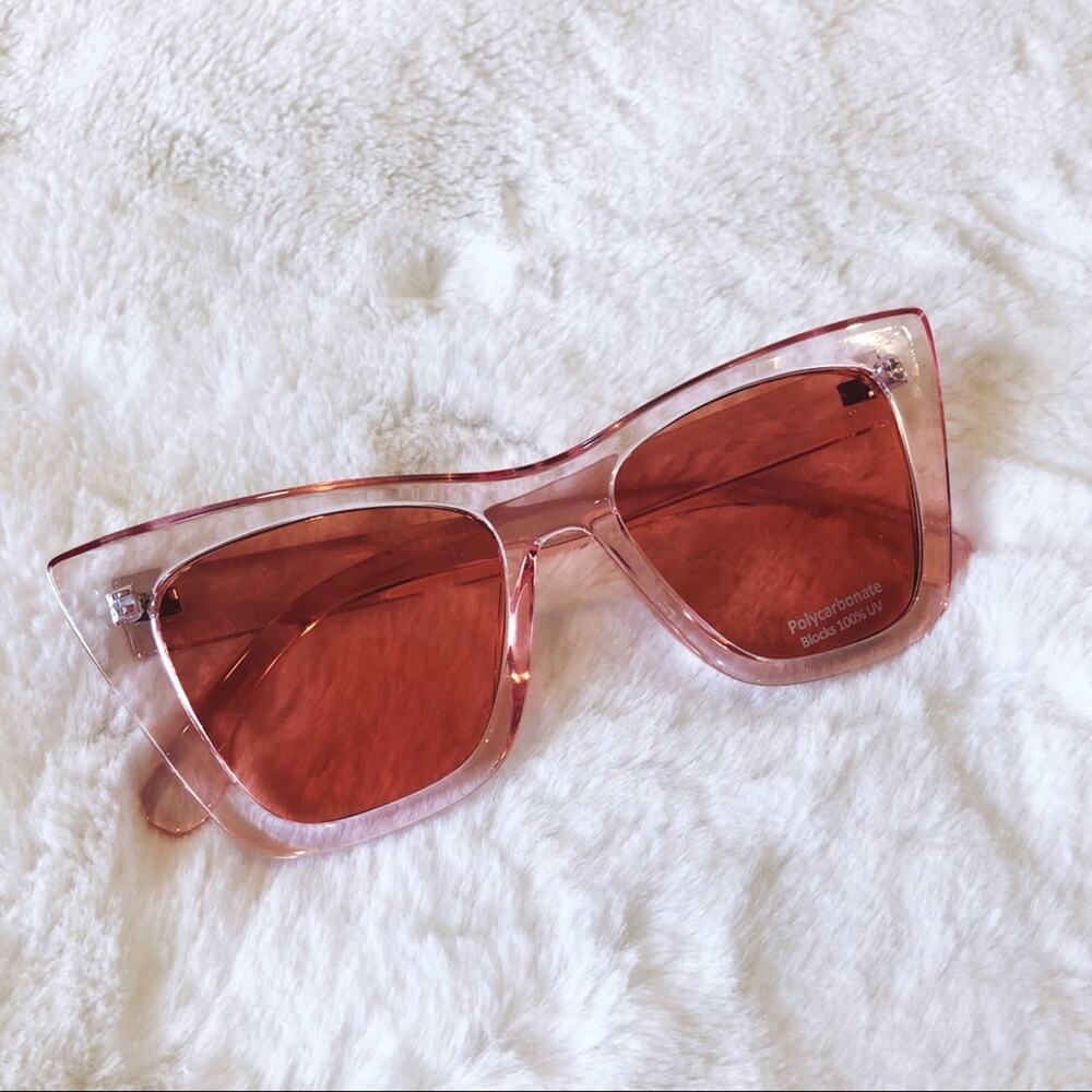 Kiara Clear Pink Full Rim Cat Eye Sunglasses - Picture 3 of 9